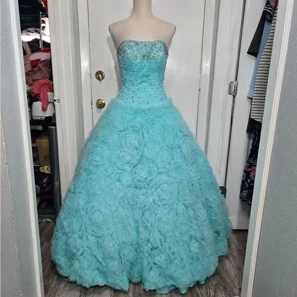 aqua blue sweet sixteen dresses Dinorah Side Cutout Detailed Maxi Dress